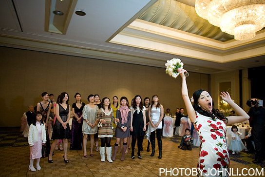 wedding photos in Pacific Palm reception bouquet toss