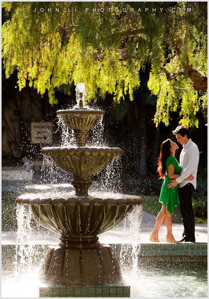 Fountain los angeles river and center gardens engagement photos with Fountain 